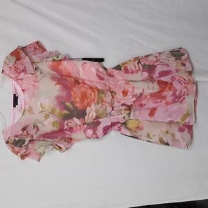 BCBG MAX AZRIA Women's Mini Dress Size M Floral Secret Garden Pink Floral